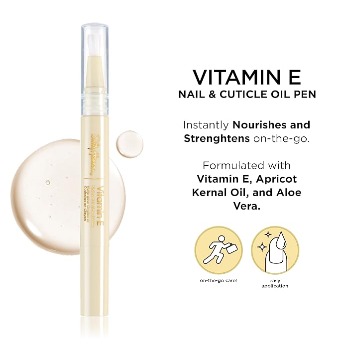 Sally Hansen Vitamin E Nail & Cuticle Treatment Pen | Hydrates and Conditions Dry Nails | Nourishing Formula with Apricot Oil | Smooth, Healthy-Looking Nails | Easy, Mess-Free Nail Care on the Go