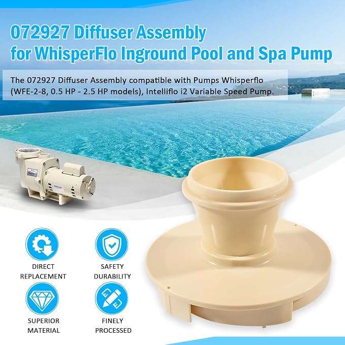 072927 Diffuser Assembly Replacement for WhisperFlo Inground Pool and Spa Pump, for 0.5 HP - 2.5 HP Models