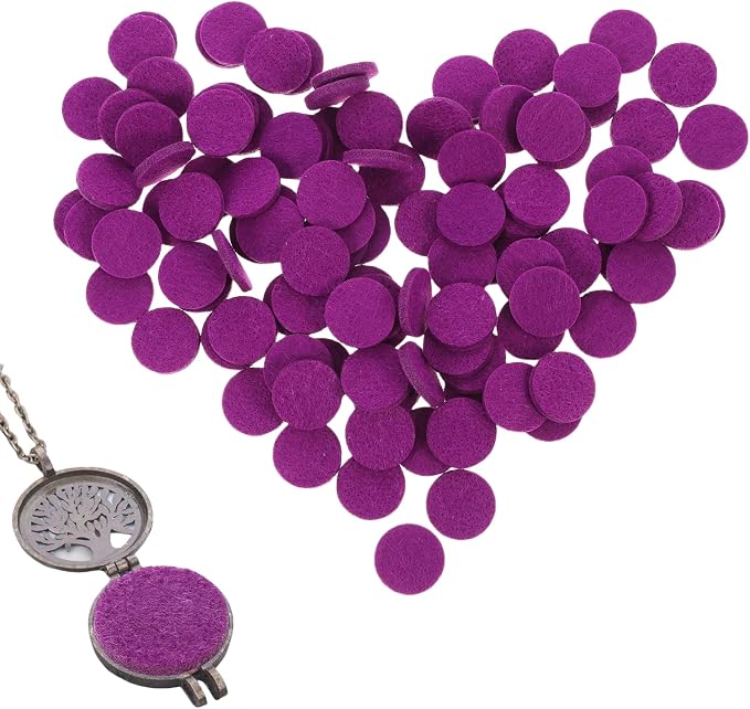 GLEAVI Mini Diffuser Refill Pads Replacement Necklace Purple 100pcs Cotton Absorbing Pads Circle Replacement Pads for Diffuser Necklace Vent Clip