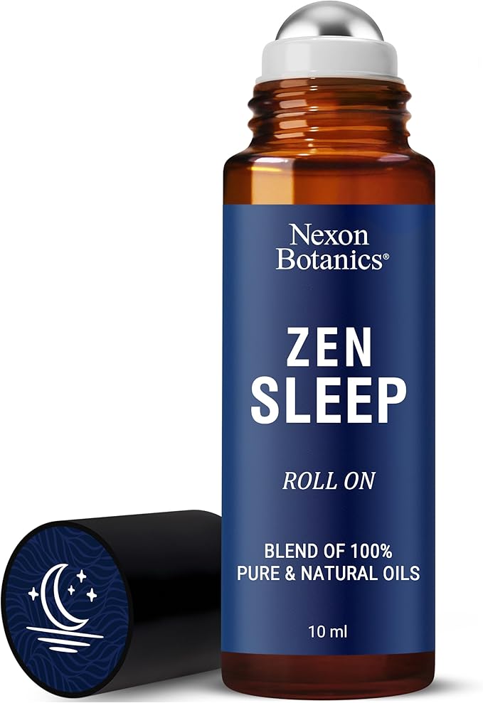 Zen Sleep Essential Oil Roll-On 10 ml - Calming Blend for Serenity & Deep Sleep with Lavender, Rosemary - Easy-to-Use Roller Ball - Nexon Botanics