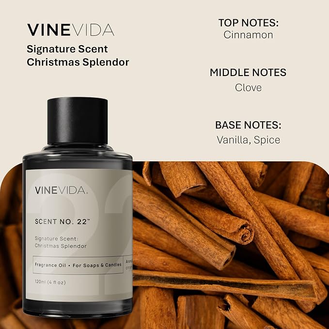 VINEVIDA [4oz] Christmas Splendor Fragrance Oil, Holiday Scents for Candle Making - Made in USA Scents for Candle Making - Christmas Fragrance Oil