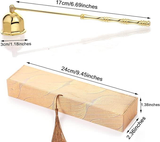 Candle Snuffer Extinguisher,Polished Stainless Steel Candle Wick Flame Extinguish Cover Vintage Tool,Candle Accessory Gift Box (Golden)