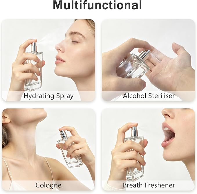 100ml Glass Refillable Perfume Atomizer | clear glass atomizer, fine mist, leakproof, refillable. Perfect travel replacement for bulky bottles