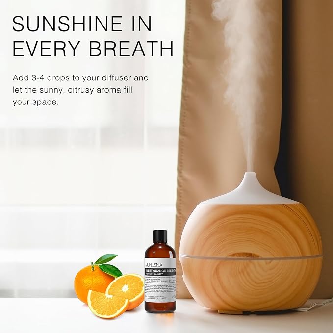 Sweet Orange Essential Oil 100ML, 100% Pure Natural Sweet Oranges Oil Premium Grade Orange Aromatherapy Oils for Diffuser, Skin, Massage, Candle and Soap Making