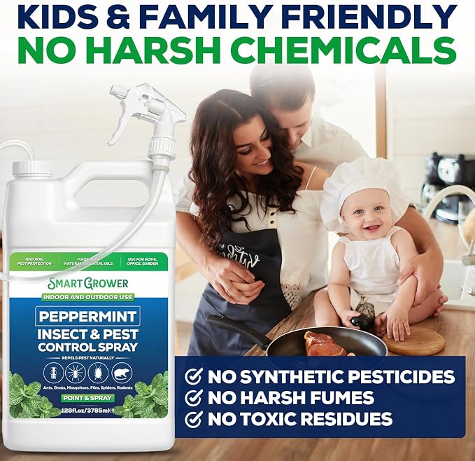 All Natural Peppermint Oil Insect & Pest Control Spray 128oz with Trigger Sprayer, Repels Mice, Spiders, Ants, for Home, Indoor, Outdoor, Garden Maximum Strength– 128 oz Smart Grower