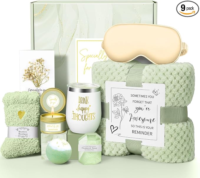Happy Birthday Gifts for Women Mom Her Friend Sister Wife Grandma, Self Care Gift Get Well Relaxing Spa Gift Basket Set