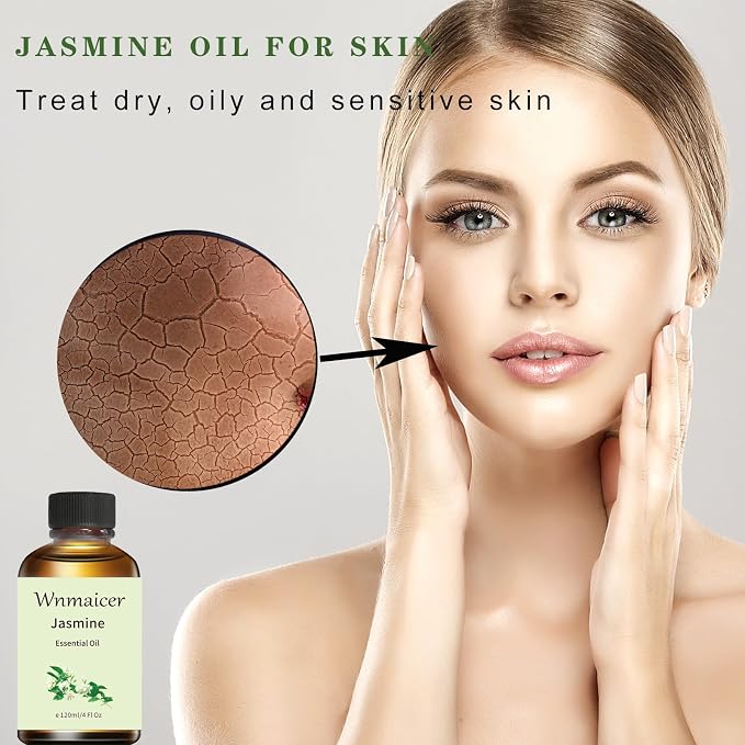 Jasmine Essential Oil 4 Oz, Premium Jasmine Oil for Massage Oil, Skin & Diffuser and Aromatherapy 120 mL