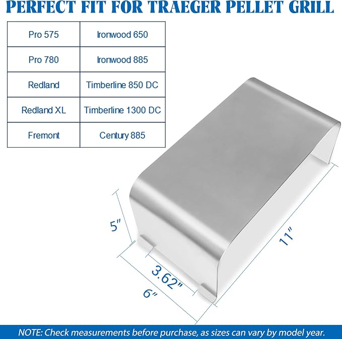 Heat Baffle for Traeger Pro 575 780, Ironwood 885 650, Century 885, Gen 2 Timberline 850 1300 DC Flame Defector Replacement Parts Heat Shield KIT0450 BCA1268