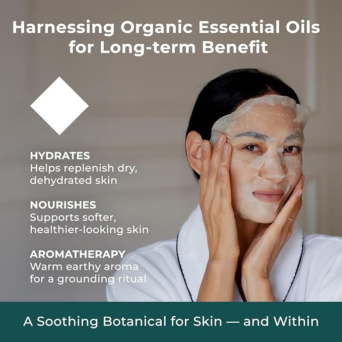 INNA ORGANIC Organic Sheet Mask - Deep Hydration & Post Microneedling Soothing, EWG & COSMOS Certified (Pack of 5) | Myrrh Essential Oils Infused Skin Care | Luxury Clean Beauty