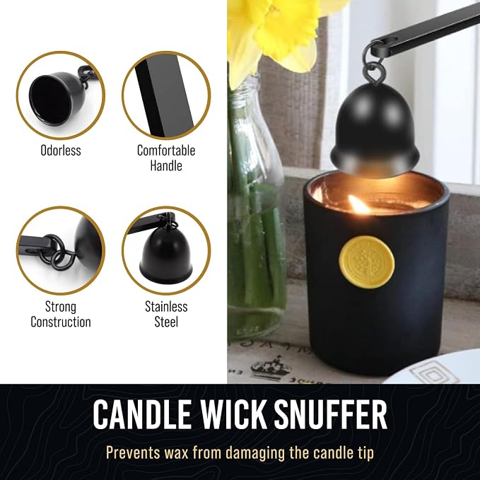 Craft911 Candle Snuffer and Wick Trimmer with Dipper 3 in 1 Candle Care Kit for Candle Lover (Black)