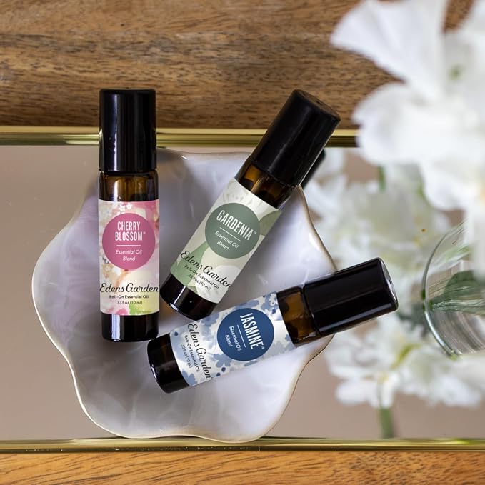 Edens Garden Jasmine Essential Oil Roll-On – Pre-Diluted Floral Blend, 100% Pure Aromatherapy & Natural Perfume, Calming Skin Safe Travel Roll-On, 10 ml (.33 fl oz)