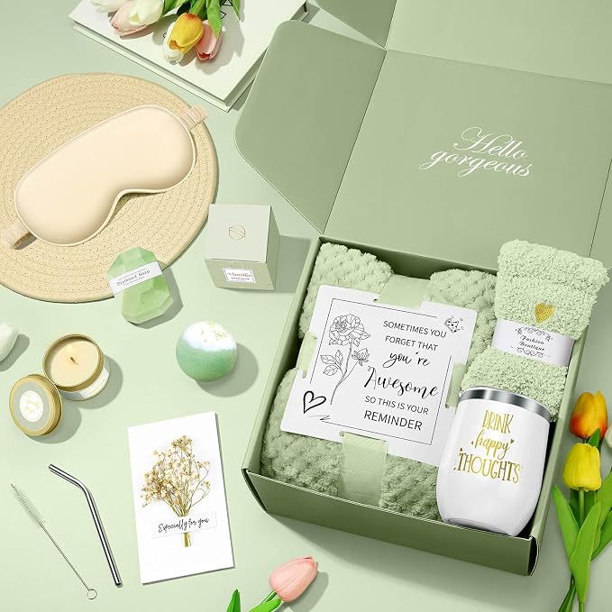 Happy Birthday Gifts for Women Mom Her Friend Sister Wife Grandma, Self Care Gift Get Well Relaxing Spa Gift Basket Set