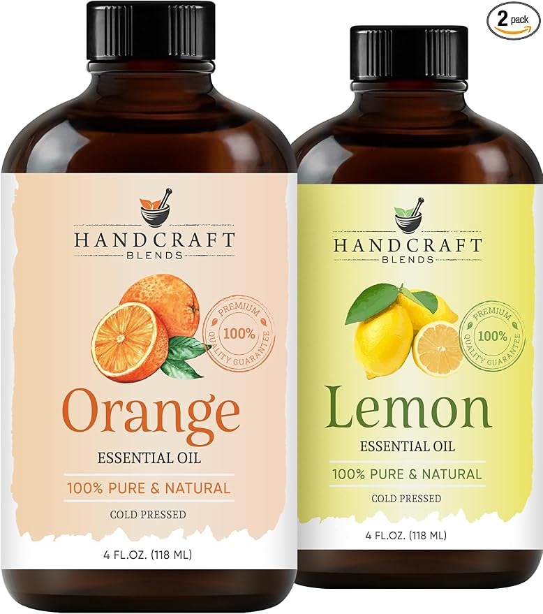 Handcraft Blends Citrus Burst Set: Lemon and Orange Essential Oils – (2 x 4 Fl Oz) – 100% Pure & Natural – for Diffuser, Aromatherapy, and DIY Projects