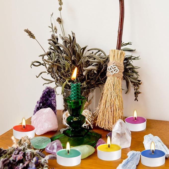 50 Pack Unscented Assorted Colors Tealights Candle - 4+Hour Clean-Burning Votive Smokeless Tea Lights for Home Decor, Rituals, Shabbat & Anniversaries & Relaxation.