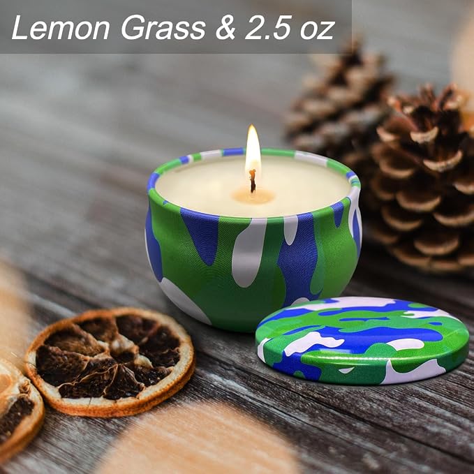 3 Pack Strong Small Citronella Candles Outdoor, 2.5oz, Green, 24 Hours, Repelling Scented Candles 100% Soy, for Patio Decor, Camping Accessories, Outside Table Decor, Baby Shower Prizes