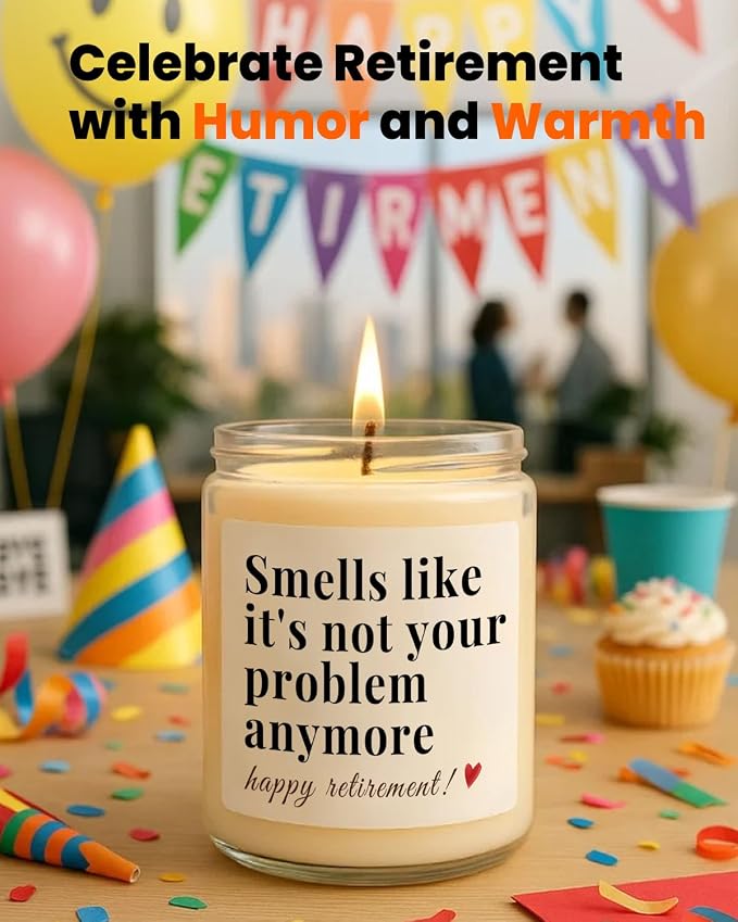 Retirement Gift for Woman, Men, Funny Retired Candle, Happy Farewell Party Decorations 2026, Best Retirement Gifts for Women, Men, Friends, Coworker, Teacher, Boss, Nurse, Colleague, Staff