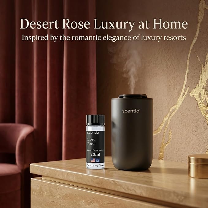 Scentia Lost Rose Aromatherapy Oil for Diffuser – Hotel Scent Inspired by Fairmont – 20 mL – Rose, Oud Wood & Clove Natural Fragrance Oil for Waterless & Cold Air Diffusers, Made in USA