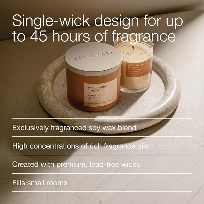 Bath & Body Works Single Wick Candle, Sweet Orange & Agave Candle, Long-Lasting Burn Up to 45 Hours, Exclusively Fragranced Soy Wax Blend, 8 oz - 1 Pack