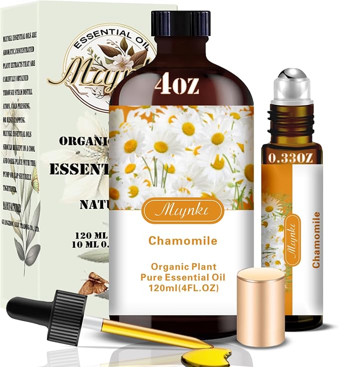Chamomile Essential Oil, Chamomile Oil for Sleep Aid, Diffuser, Humidifier, Massage, DIY Soap, Candle, Skin Care, Gift Ready,Chamomile Fragrance Oil - MLYNKL Essential Oils (4.33 fl oz / 130ml)