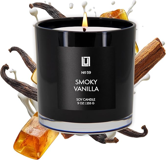 Lulu Candles | Smokey Vanilla | Smells Like Wood & Vanilla | Luxury Scented Soy Jar Candle | Hand Poured in The USA | Highly Scented Long Lasting (9 Oz.)