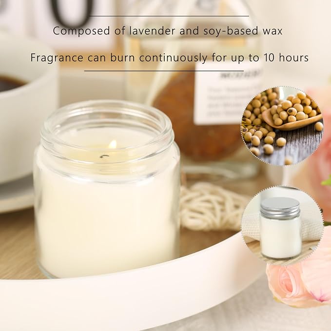 36 Pcs 4 Oz Mason Jar Candles, Lavender Scented Soy Candles Bulk Set for Stress Relief and Relaxation, Great Favors for Wedding, Christmas, Housewarming Gifts (Silver, Lavender, 36)