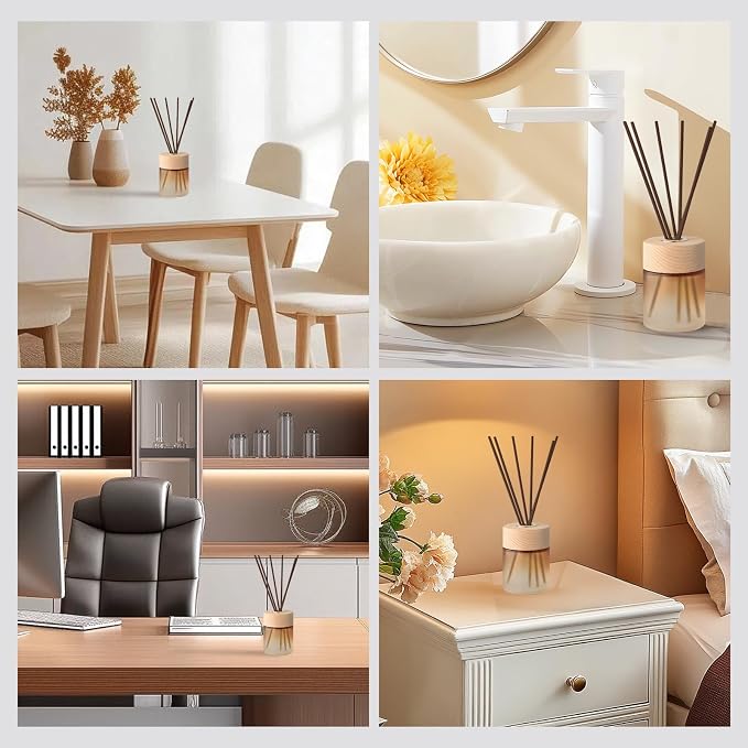 130pcs Reed Diffuser Sticks-10inch Brown Fiber Sticks Reed Sticks Essential Oil Aroma Diffuser Reeds Aroma Fragrance Refills(Brown10in/25cm)