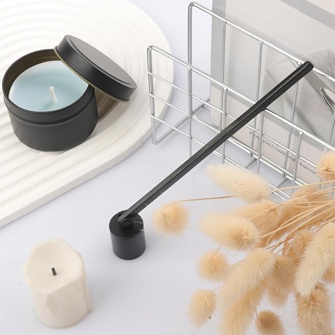 7 Pack 8 inch Black Candle Snuffer Bulk, Long Handle Stainless Steel Polished Candle Snuffer for Candle Lovers