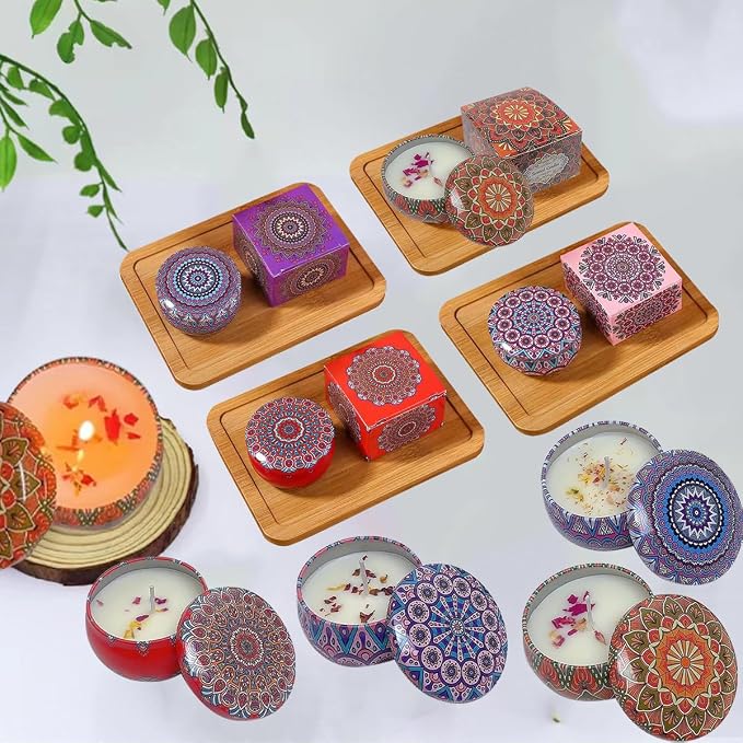 Lavender Scented Candles, Aromatherapy Candles for Home, Long Burn Scented Candles with Lid, Sustainable Use of Tin Boxes