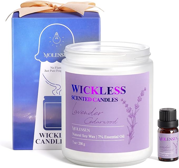 Lavender Cedarwood Wickless Candle for Candle Warmer Lamp with 10ml Essential Oil for Custom Aroma, Flameless Non-Toxic Soy Scented Candle for Home, Mother's Day or Birthday Gift for Women & Men