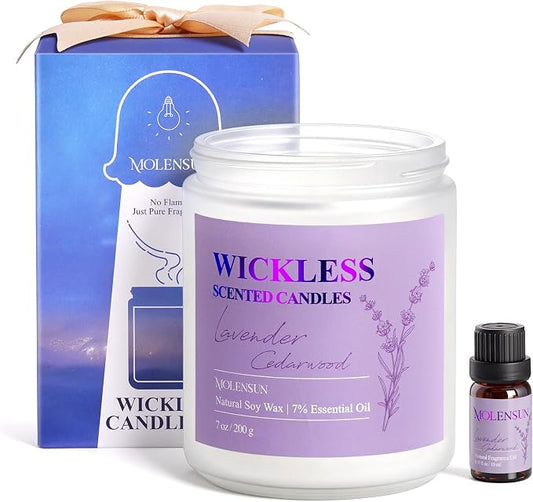 Lavender Cedarwood Wickless Candle for Candle Warmer Lamp with 10ml Essential Oil for Custom Aroma, Flameless Non-Toxic Soy Scented Candle for Home, Mother's Day or Birthday Gift for Women & Men