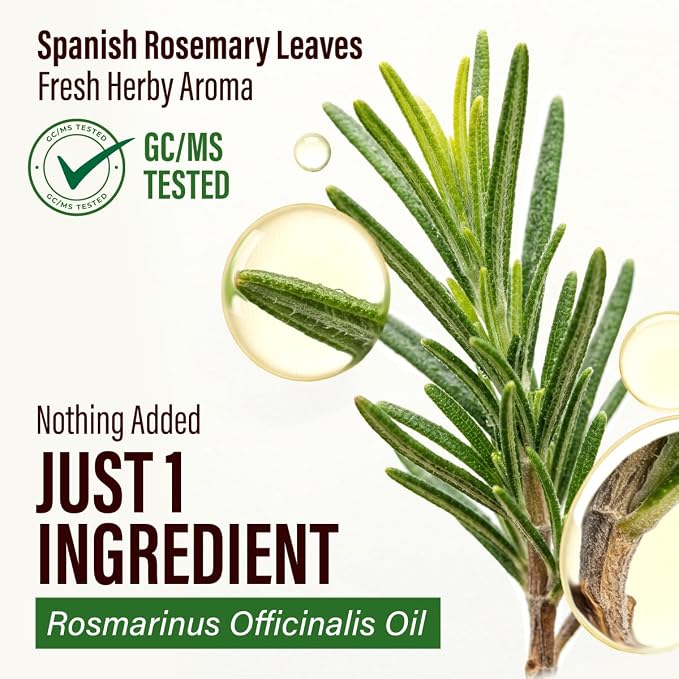 100% Pure Rosemary Oil - 4 Fl Oz Rosemary Essential Oil for Hair, Skin, Diffuser, Aromatherapy & DIY Soap Making Scent