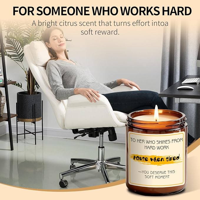 Relaxing Candle Gift for Women Men - Orange Candle for Home Scented, Relaxing Gifts for Anxiety Relief - Mothers Day, Calm Down, Birthday Aromatherapy Candles for Women Friend Coworker Mom