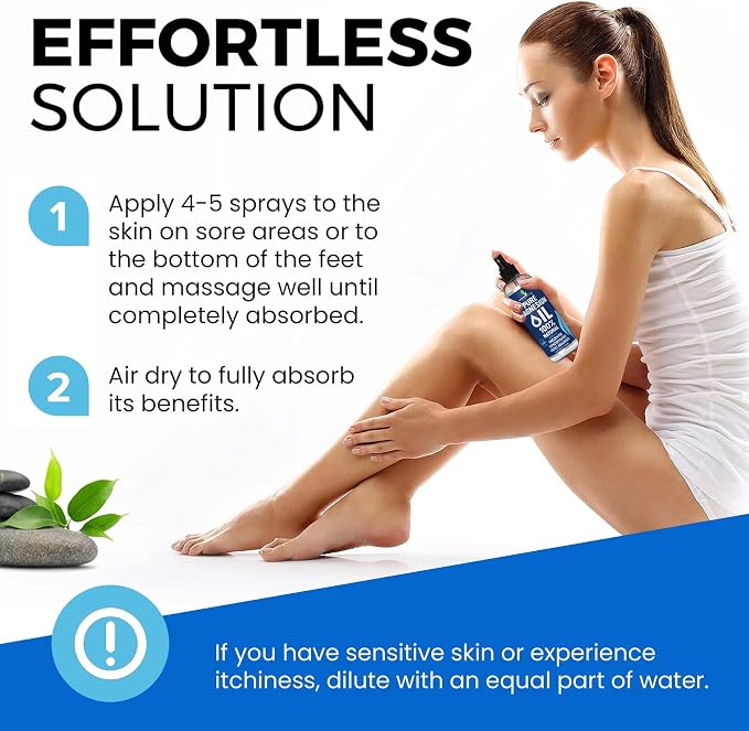 Pure Magnesium Oil Spray 4oz - Topical Magnesium Spray for Sleep & Feet - Extra Strength - USP Grade - 100% Natural and Organic Oil for Muscle Pain & Cramps - Less Sting - Less Itch - Made in USA