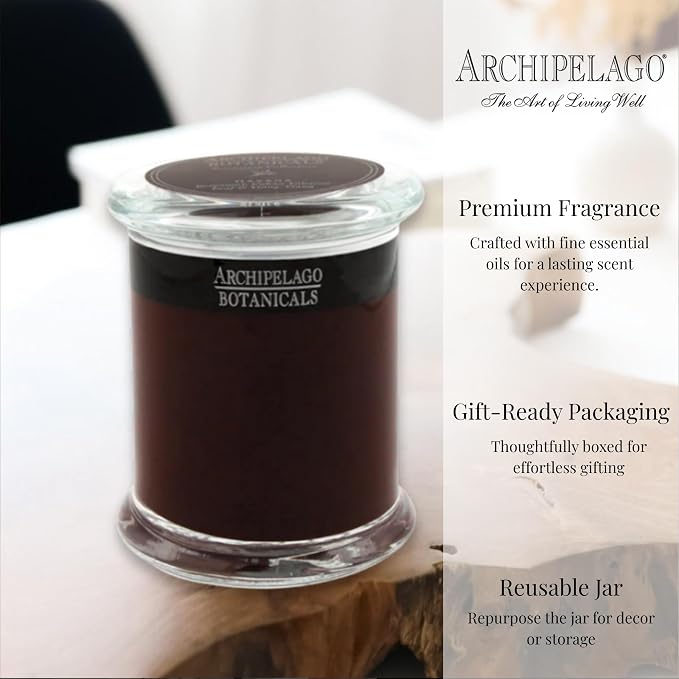 Archipelago Botanicals Havana Glass Jar Candle, Bergamot, Tobacco Flower and Ylang Ylang Scent, Lead-Free Candle Wicks, Burns Approx. 60 Hours (8.6 oz) (Pack of 2)