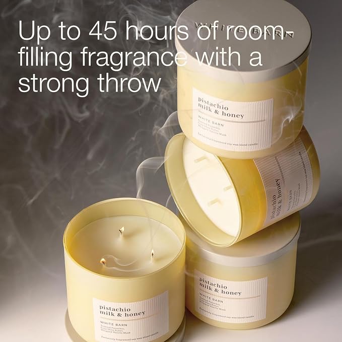 Bath & Body Works 3-Wick Candle, Pistachio Milk & Honey Candle, Strong Throw, Long-Lasting Burn Up to 45 Hours, Exclusively Fragranced Soy Wax Blend, 14.5 oz - 2 Pack