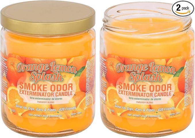 Smoke Odor Exterminator 13oz Jar Candle, Orange Lemon, Pack of 2