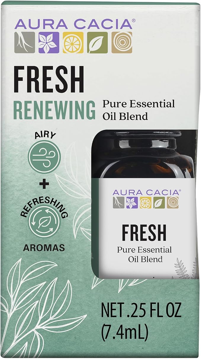 Aura Cacia Fresh Essential Oil Blend, Boxed 0.25 fl. oz. - Light Aroma, No Synthetic Fragrances