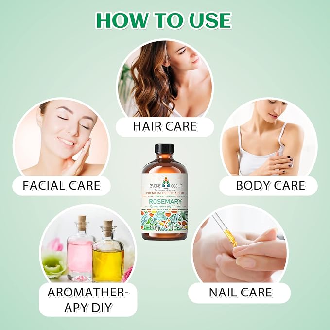 Rosemary Essential Oil 4 Oz, Pure Jasmine Oil for Hair Skin Home Diffuser- 4 FL Oz