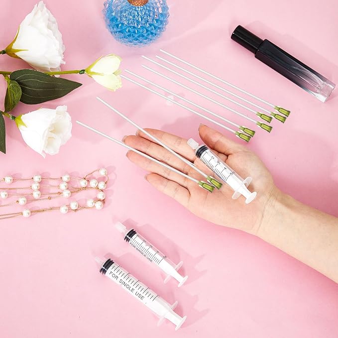 Geiserailie 6 Packs 5ml 10ml Perfume Refill Tools Kit, Perfume Syringe Refill Set with Plastic Tube, Mini Fragrance Transfer Tool for Travel Refillable Liquid, Cologne Fragrance Refilling (Clear)