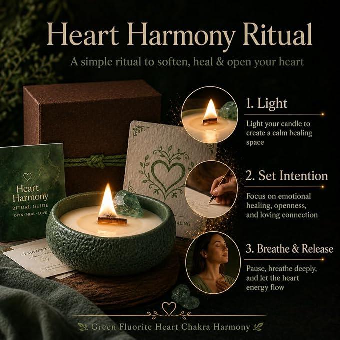 DEEP FLOW Emotional Healing Candle, Green Fluorite・Heart Chakra Harmony Candle (Love Flow)