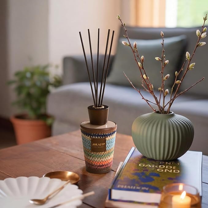 Airkeep Reed Diffuser Set, Moroccan Amber 5.1 fl oz (150 ml), Long Lasting Home Fragrance with Reed Diffuser Sticks, Boho Decorative Room Diffuser for Bathroom, Bedroom, Living Room & Office
