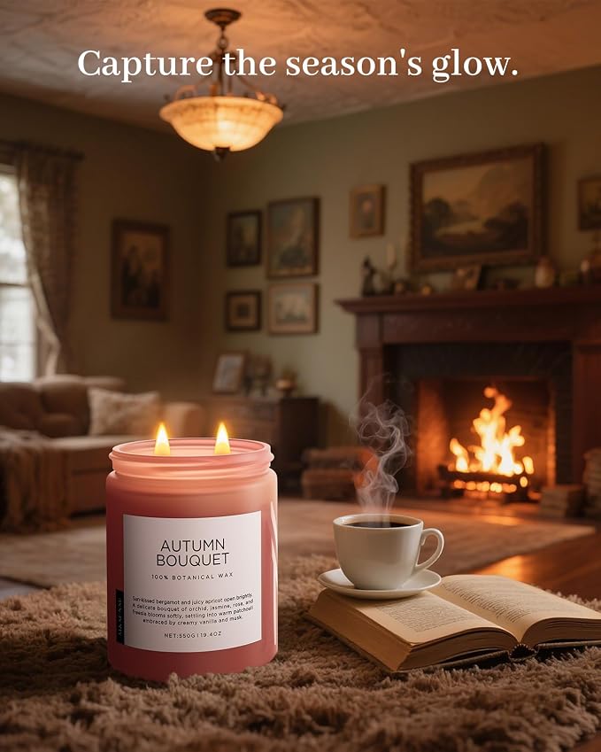 M&SENSE Scented Candles Orchid Jasmine Flower Aroma Large 19.4oz Natural Soy Wax 110 Hours Burn Time Clean Non Toxic 2 Wicks Scented Valentine Candles for Birthday Holiday Gifts