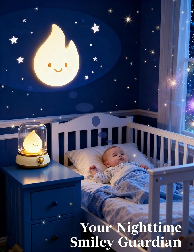 Ghost Campfire Night Light for Bedtime, Cute Kerosene Lamp, Rechargeable Portable Bedtime Small Read Lamp, Dimmable, Timer, Cute Light for Kids, Toddlers, Teens