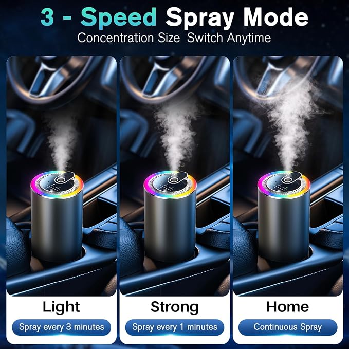 Smart Car Air Freshener Diffuser with Starry Sky Projection, 50ml/1.8OZ Perfume Car Diffuser, 6 Months Long-Lasting Fragrance, RGB Music-Sync Lights, Intelligent Auto On/Off, Mahogany Teakwood