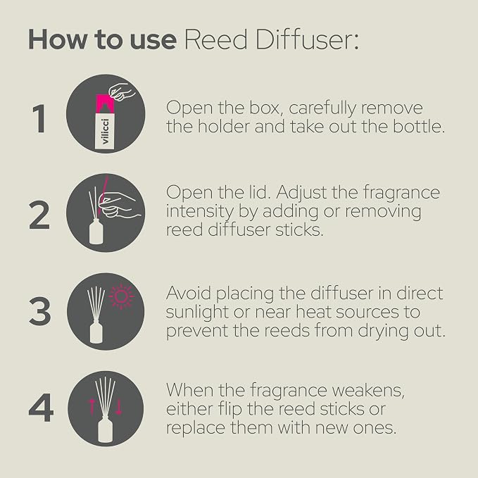 Vilicci Reed Diffuser, Pure Reverie Scent, Strong Home Air Freshener, Long-Lasting Aroma Diffuser for Home and Office Decor, Vegan, Cruelty-Free Oil Ingredients, 3.4 oz (100ml)