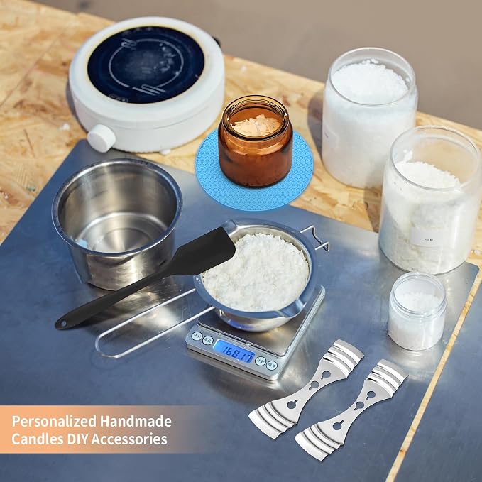 NPFVKSA Candle Making Kit, 120 Candle Wicks, 480ml Wax Melting Pot, 120 Wick Stickers,3 Candle Jars,2Candle Wick Holders,Candle Making Kit for Adults