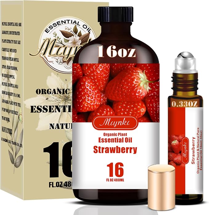 Strawberry Essential Oil, Strawberry Oil for Diffuser, Humidifier, DIY Candle, Soap, Sweet Fragrance, Home, Gift Ready,Strawberry Fragrance Oil - MLYNKL Essential Oils (16.33 fl oz / 490ml)