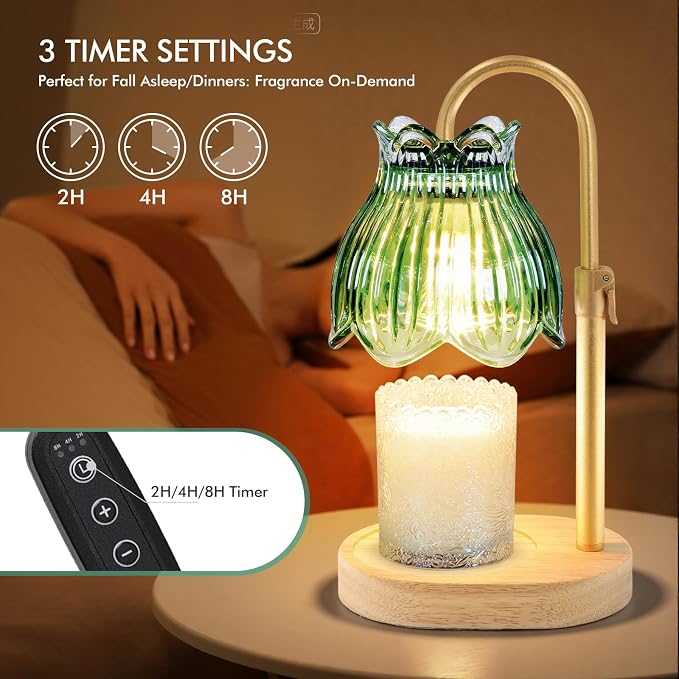 Candle Warmer Lamp with Timer & Dimmer, Adjustable Height Electric Wax Melt Warmer for Scented Jar Candles, Home Fragrance Decor, Birthday Gift Women Mom