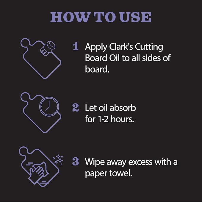 CLARK'S Cutting Board Oil - Food Grade Mineral Oil for Wood Cutting Board - Scented with Lavender & Rosemary Essential Oils - Butcher Block Conditioner - Restores and Protects Wood - Made in USA, 12oz