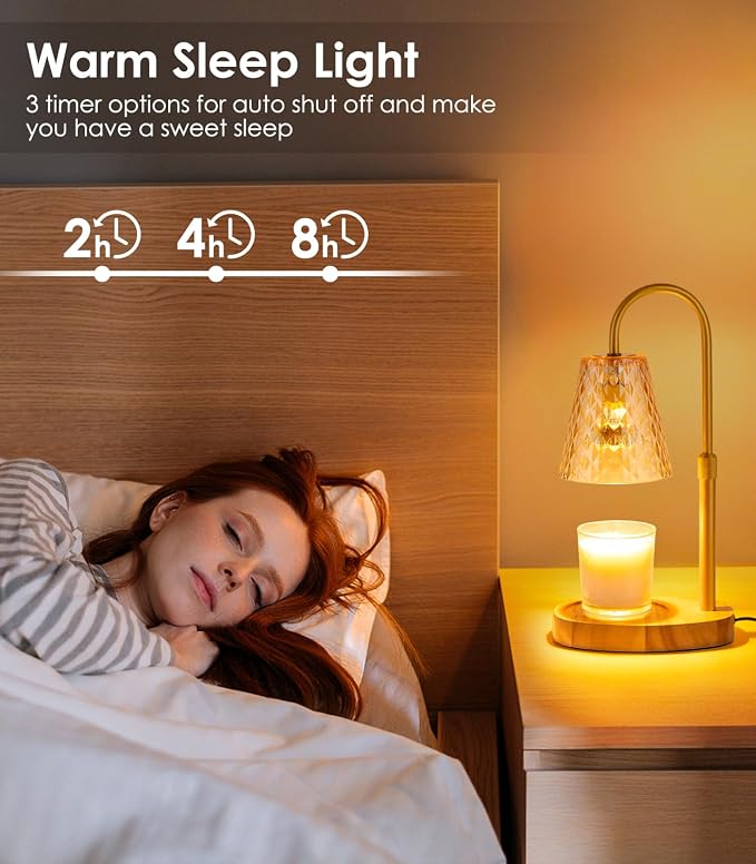 Vanranger Candle Warmer Lamp with Timer - Adjustable Height Dimmable Warmer Candle Lamps Candle Warmer Lamp Wax Melt Warmer with 2Bulbs for Women Christmas Birthday Gifts